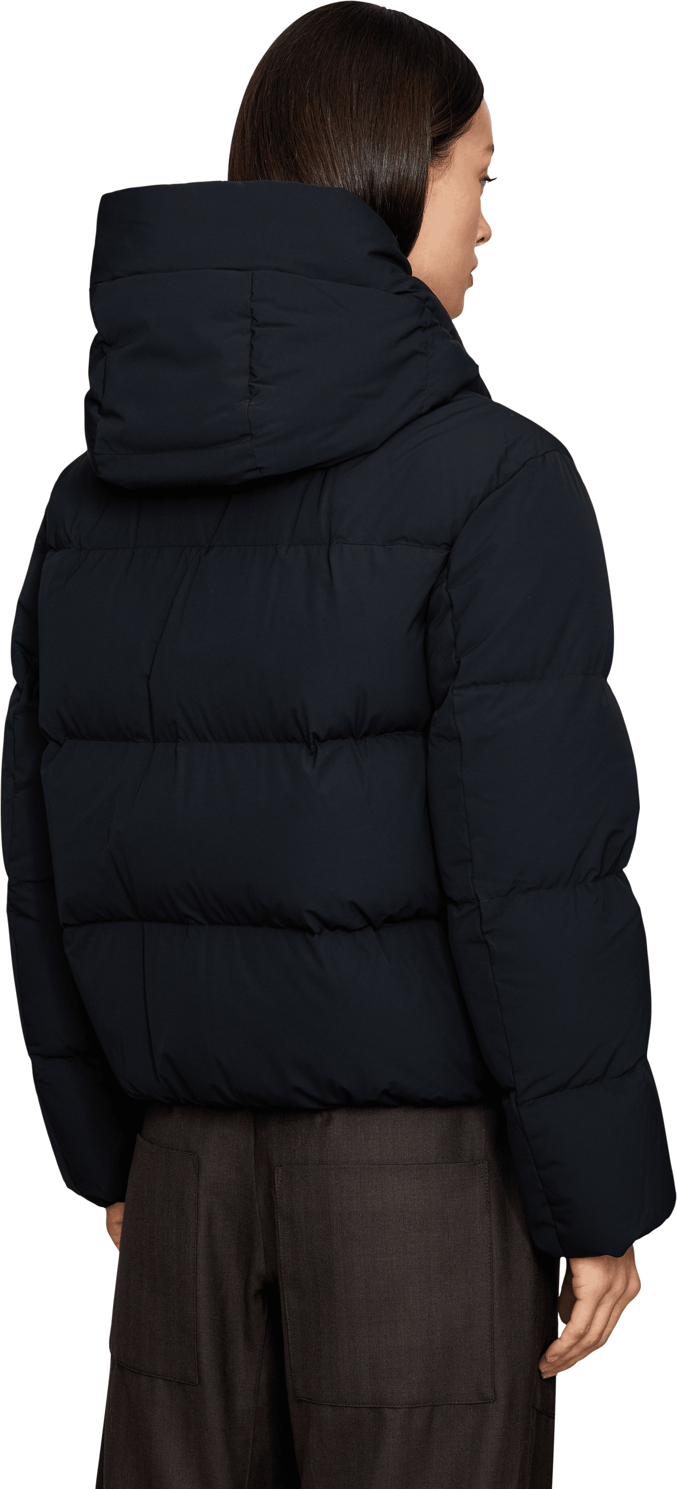 Woolrich Daunenjacke 'Madison' mit Kapuze Schwarz, Rückansicht – UNGER.DE