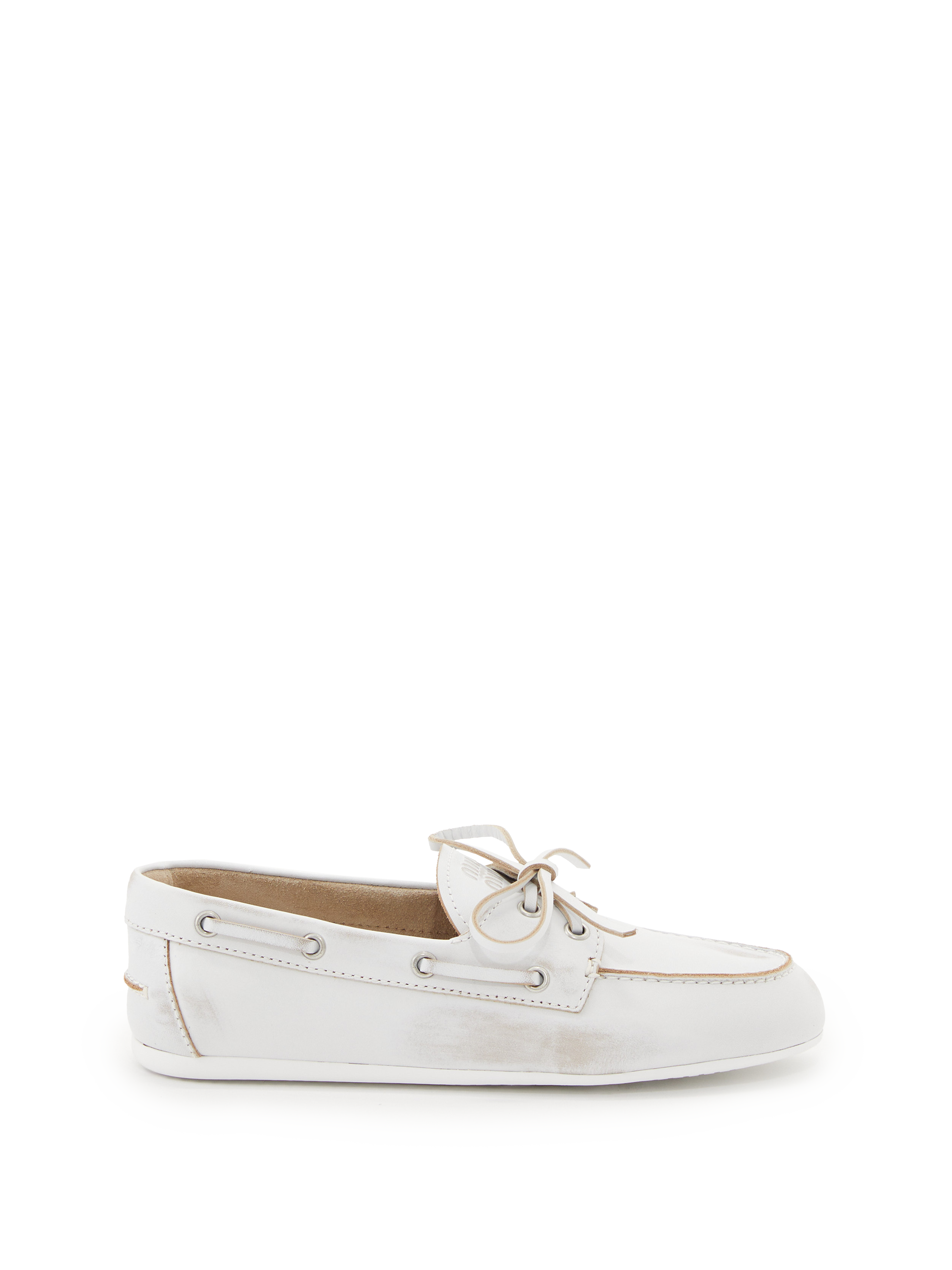 Bleached leather moccasins white