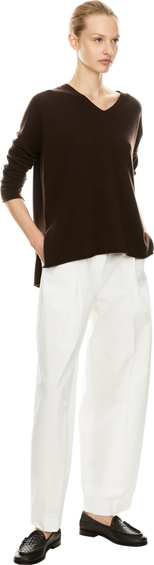 Cashmere-Pullover mit V-Ausschnitt Dunkelbraun