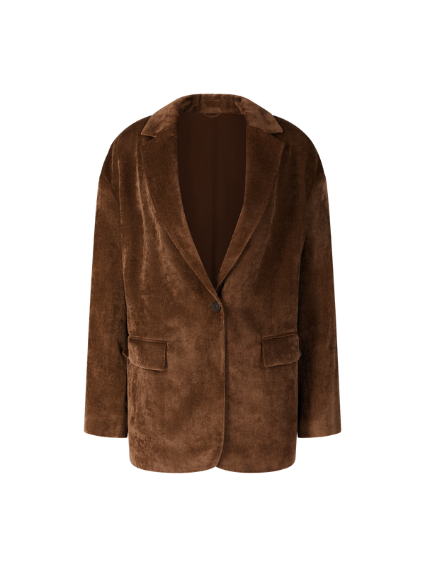 Blazer in fluid corduroy with Monili beads brown
