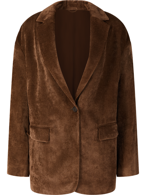 Blazer in fluid corduroy with Monili beads brown