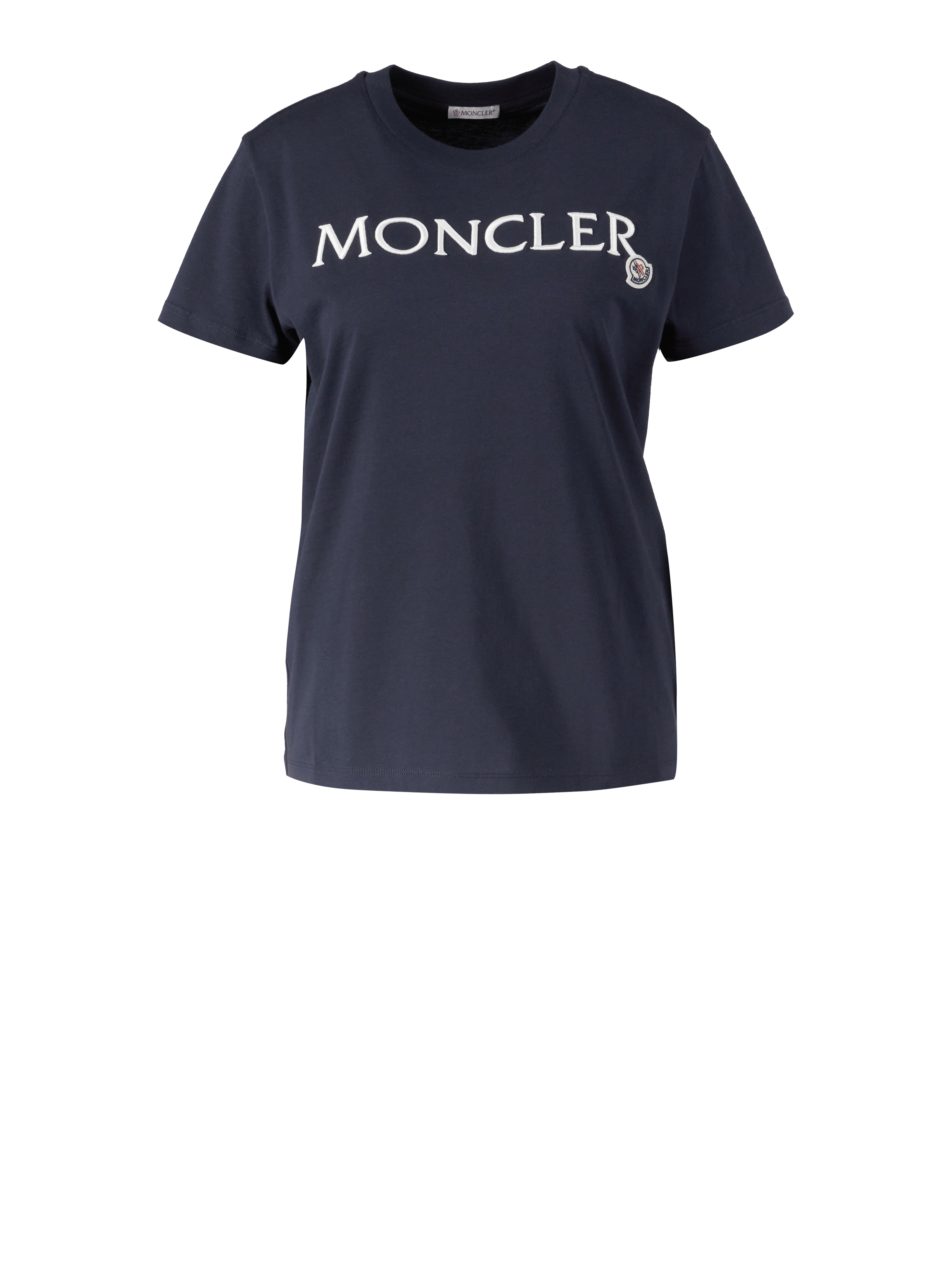 T-Shirt mit gesticktem Logo Marineblau