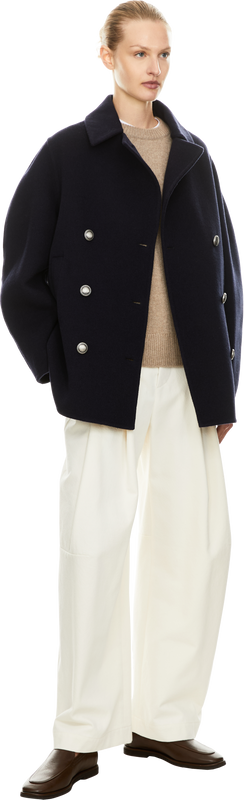 Cabanjacke aus Schurwolle und Cashmere Marineblau