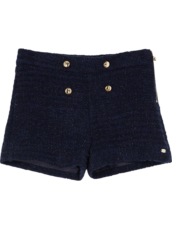 Shorts aus Tweed Marineblau