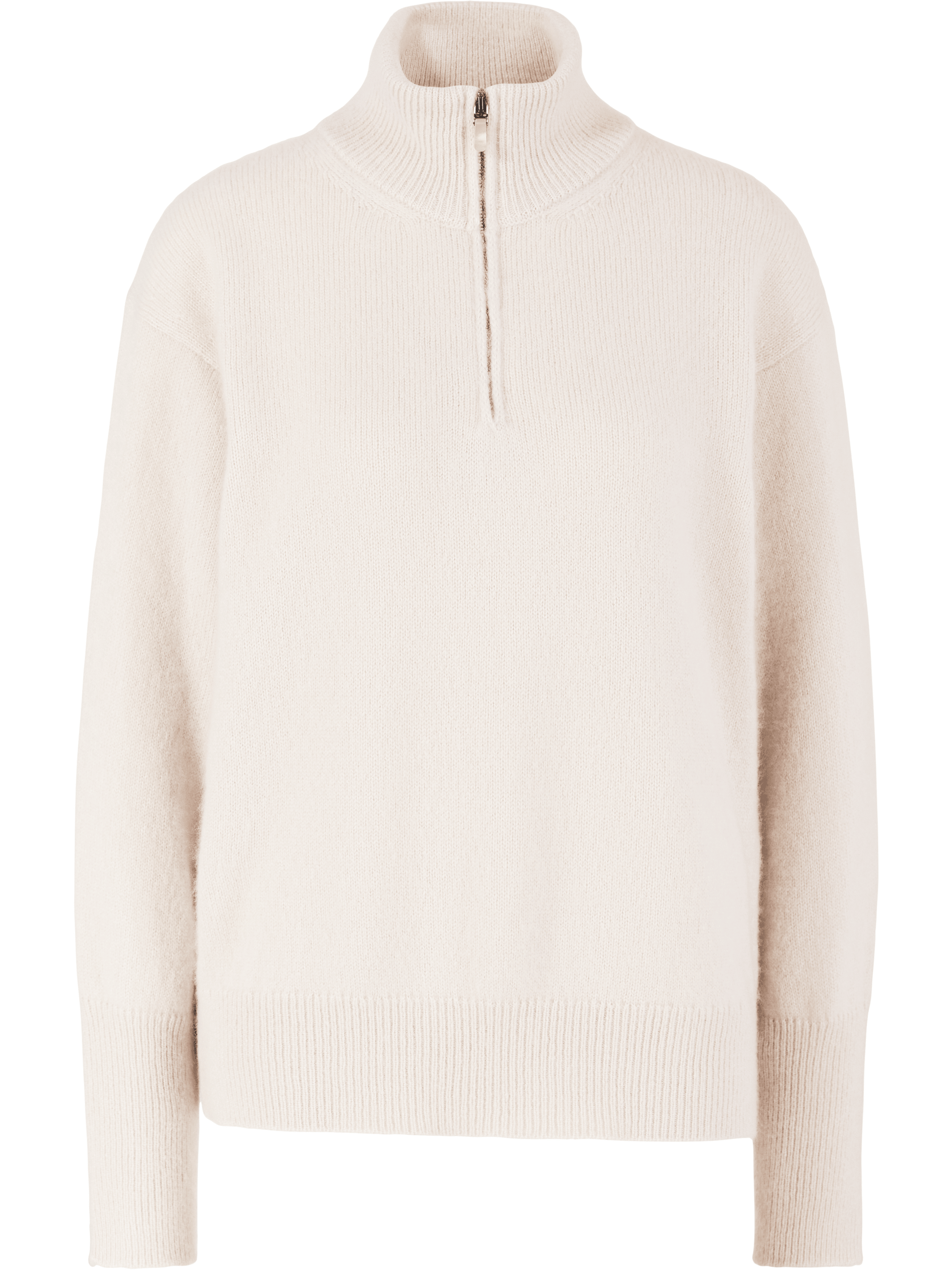 Iris von Arnim 'Kalina' cashmere and silk jumper with a Troyer collar in Alabaster, Product view – UNGER.DE