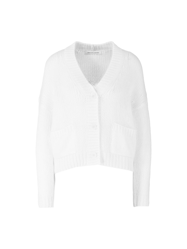 Mohair-Seidenstrickjacke 'Limone' Off White