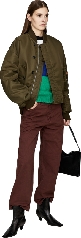 Oversized 'Tipped Hem' bomber jacket, khaki