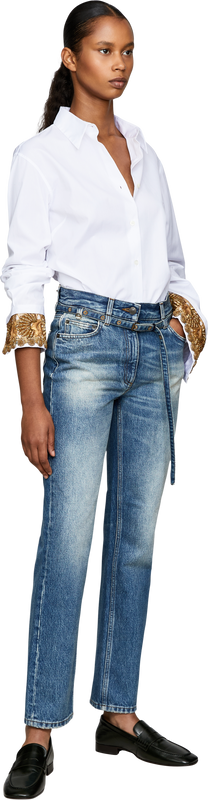 'Chloris' blouse with embroidered cuffs white