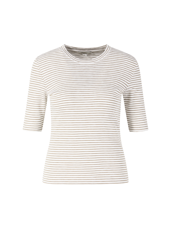 Gestreiftes T-Shirt 'Elbow' Olivgrün