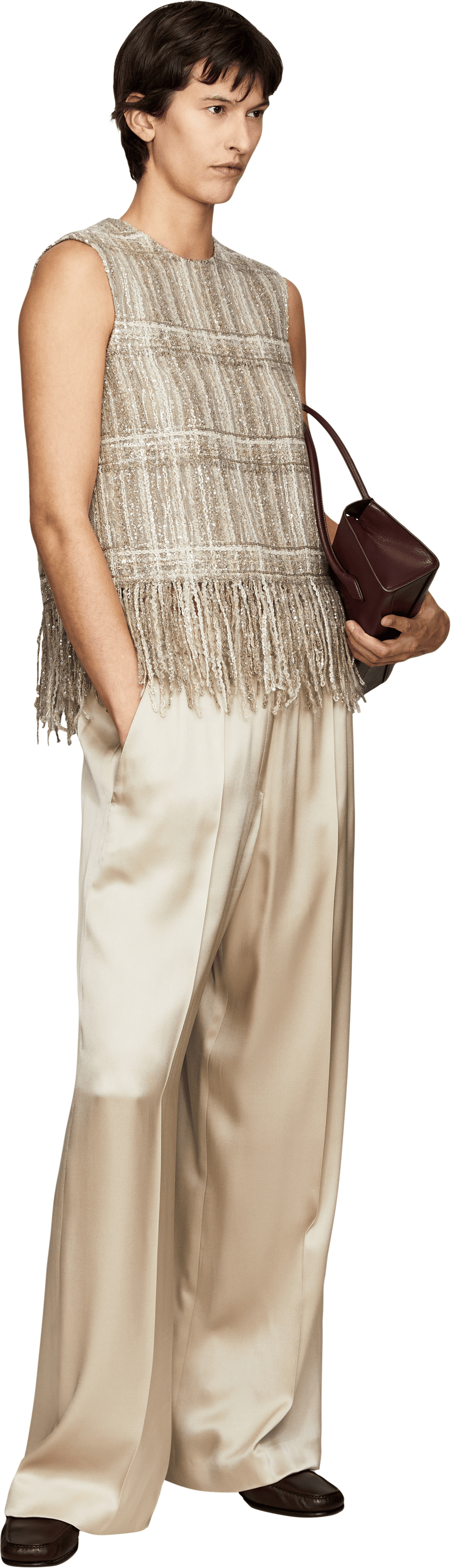 Brunello Cucinelli Stricktop mit Pailletten Beige, Modelview – UNGER.DE