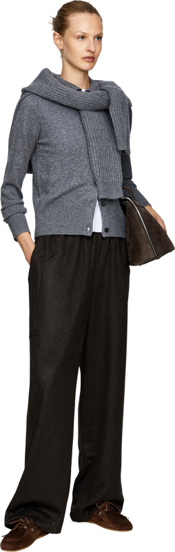 Cashmere-Strickjacke 'Fraga' mit Polokragen Grau