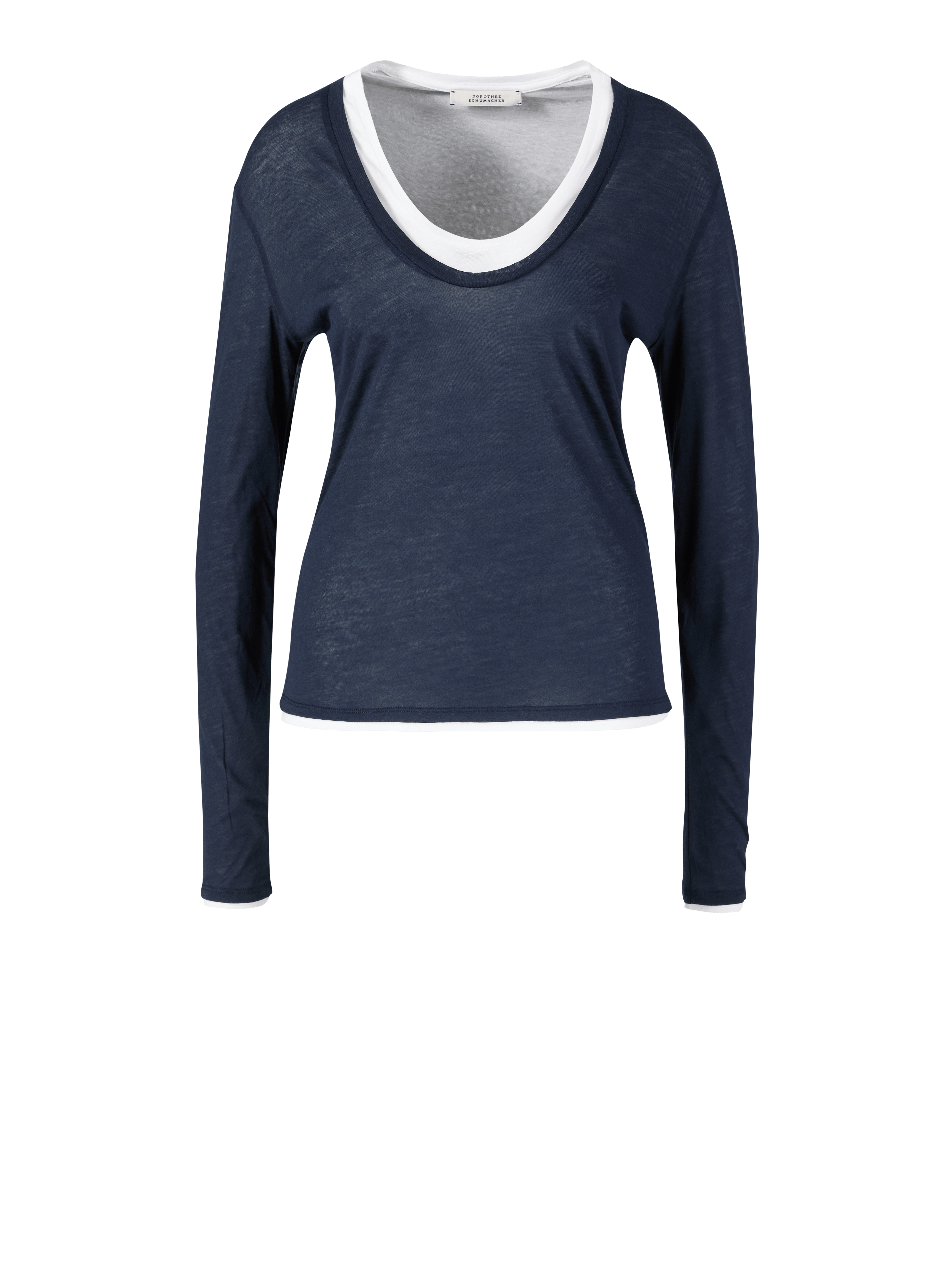 Langarmshirt 'Layer Love' Marineblau/Weiß