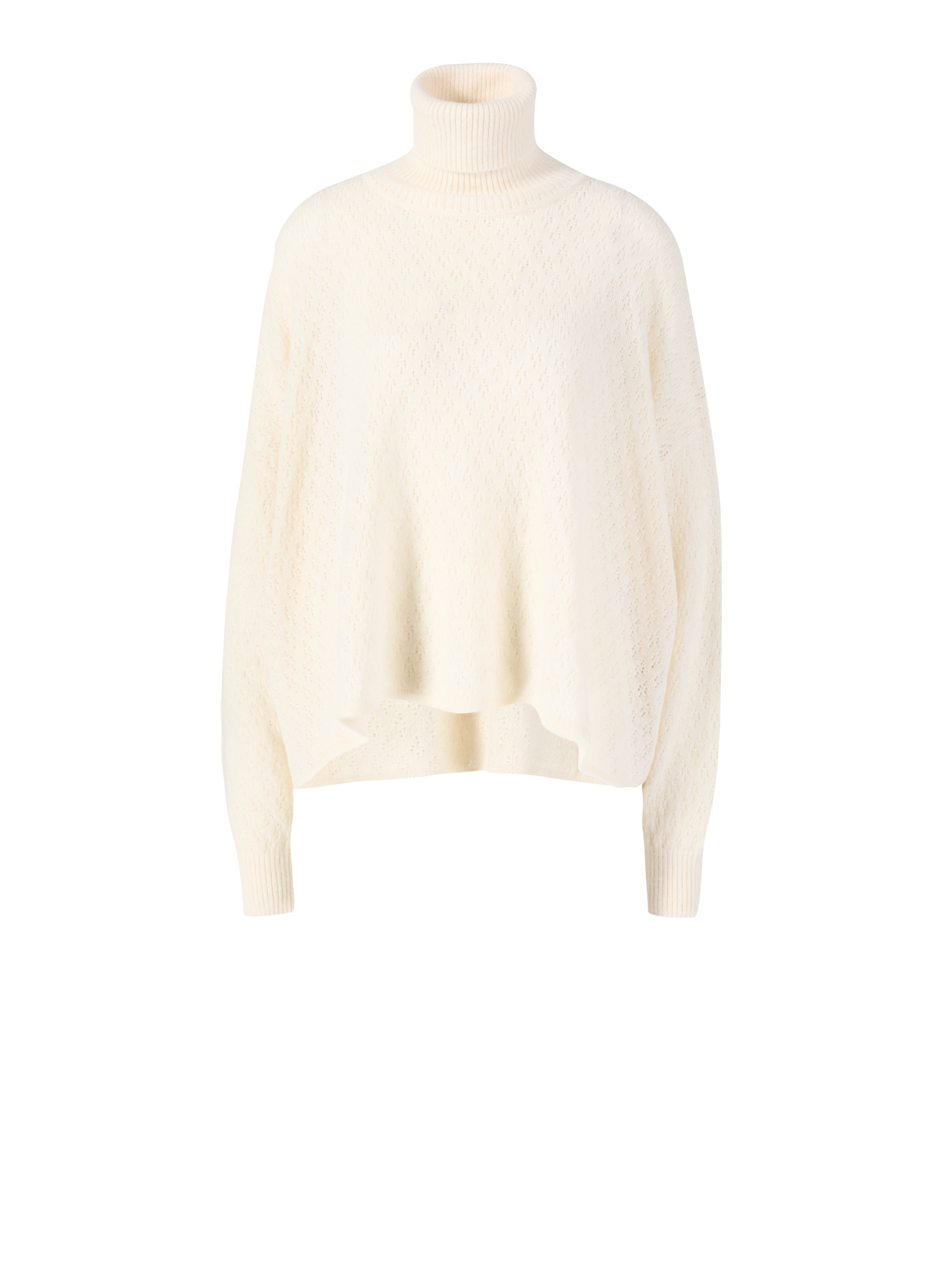 Wool-silk sweater with turtleneck cream