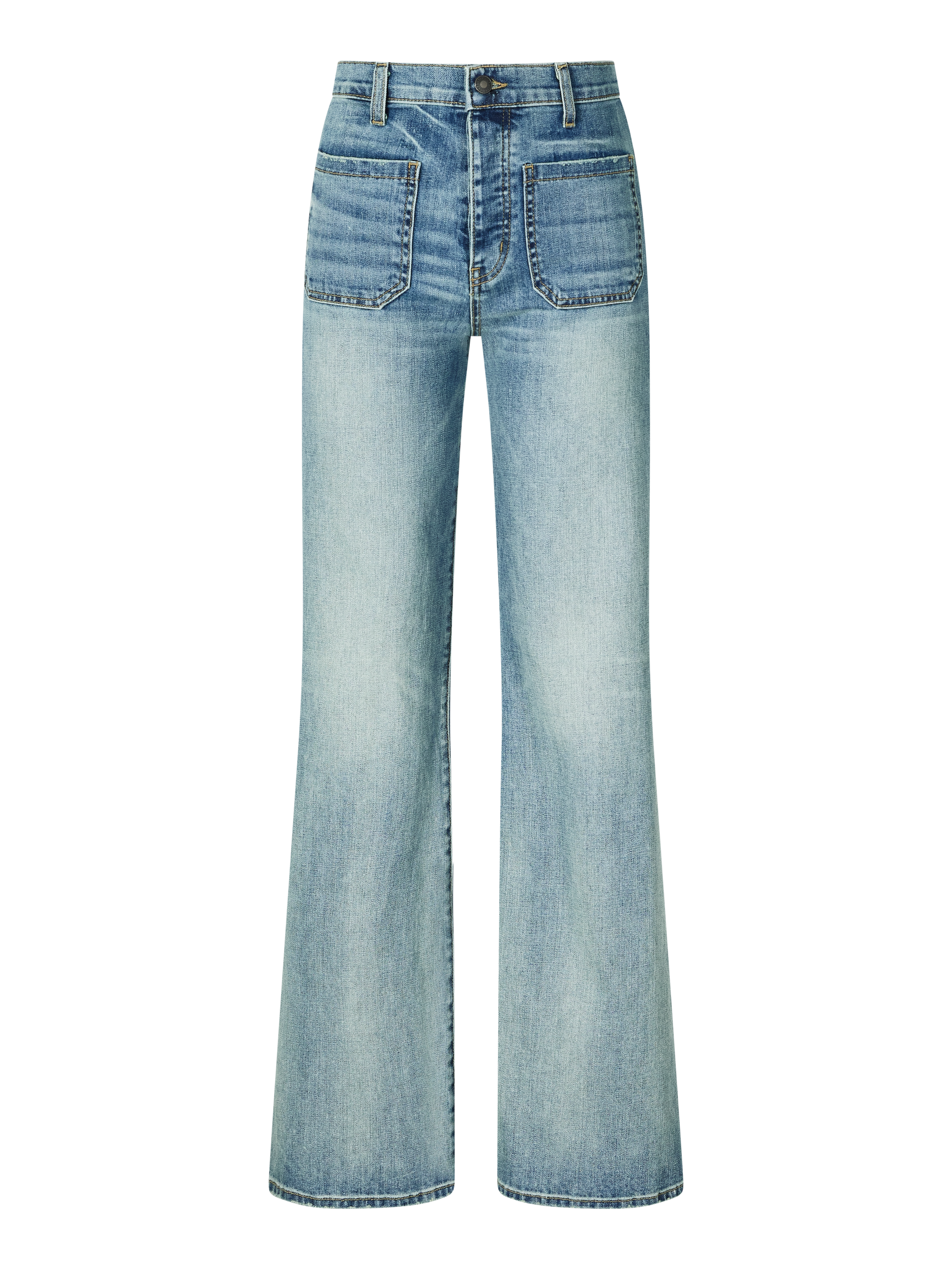 High-Rise-Bootcut Jeans 'Florence' Mittelblau