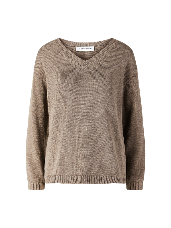 Pullover 'Diona' aus Seide und Leinen Taupe