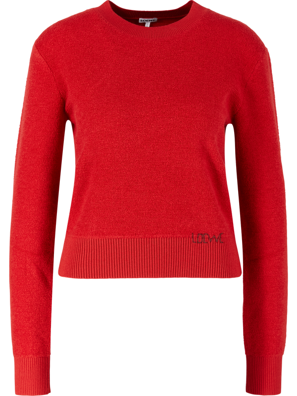Wool jumper with hand-embroidered LOEWE logo red