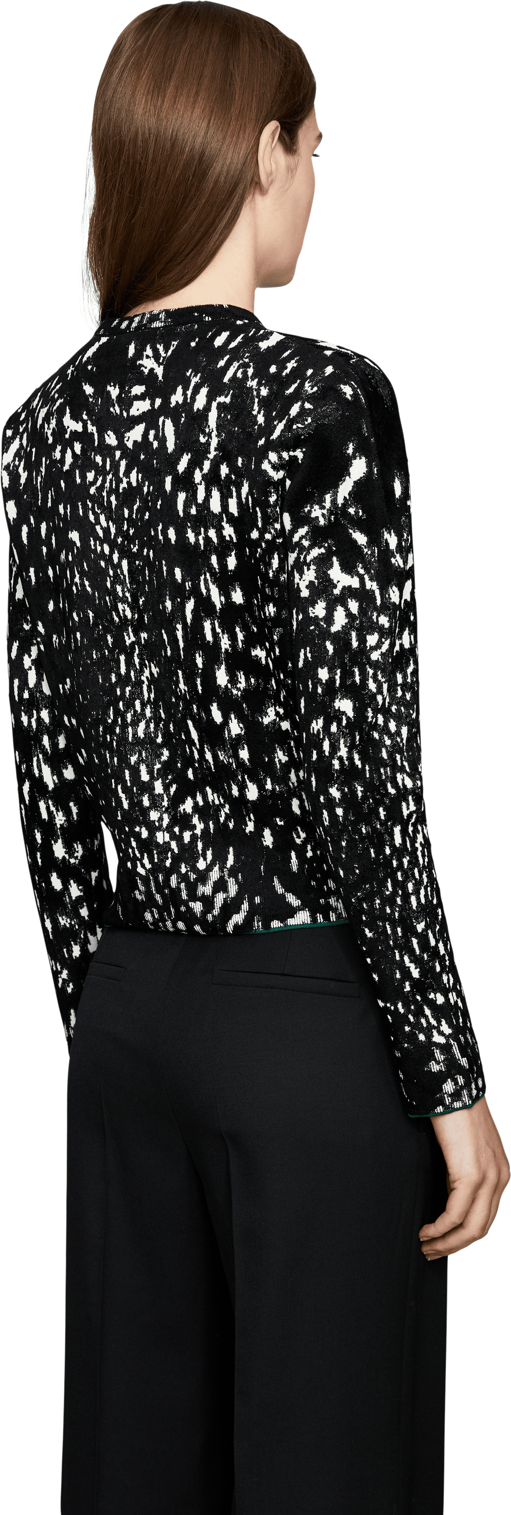 Tom Ford Velvety cardigan with lynx jacquard pattern black, Back view – UNGER.DE