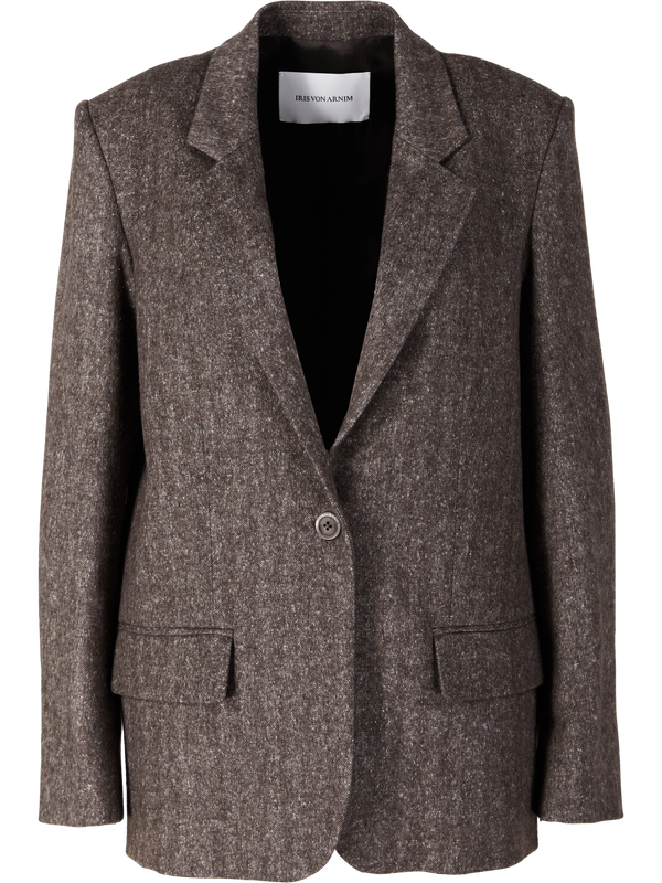 'Viviana' Taupe Wool and Cashmere Blazer