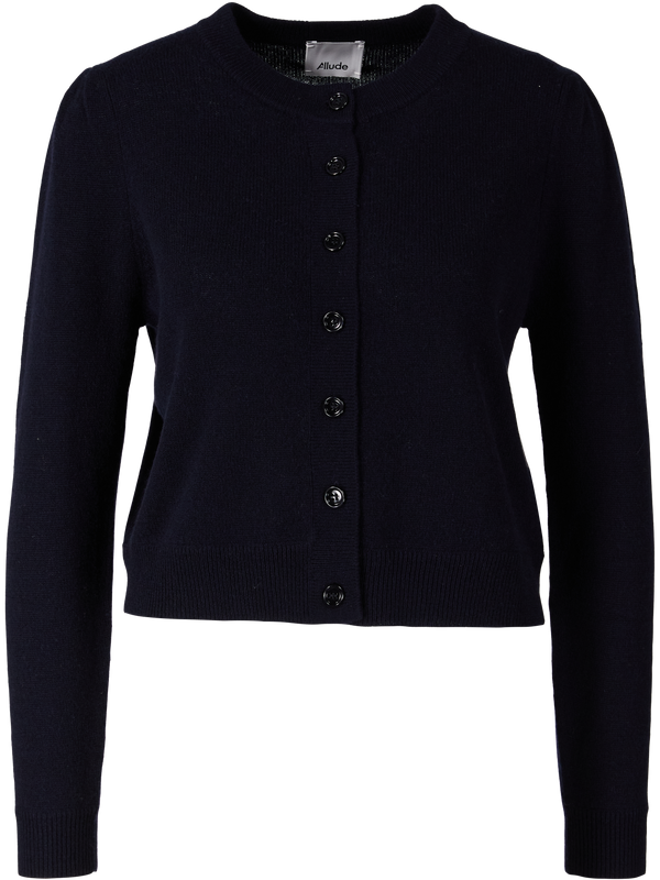 Cropped Cashmere-Strickjacke Marineblau