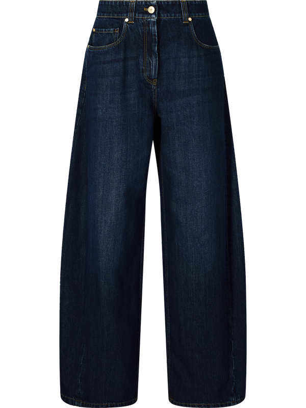 Wide-leg jeans with Monili beads dark blue