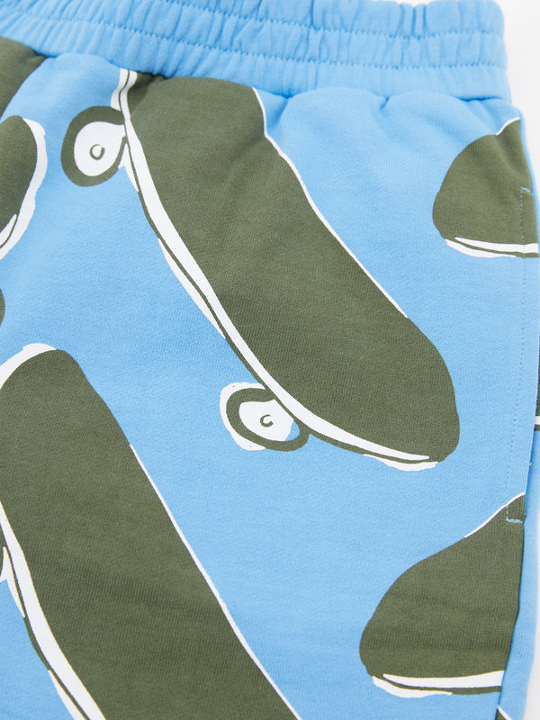 Shorts mit Skateboard-Print Blau