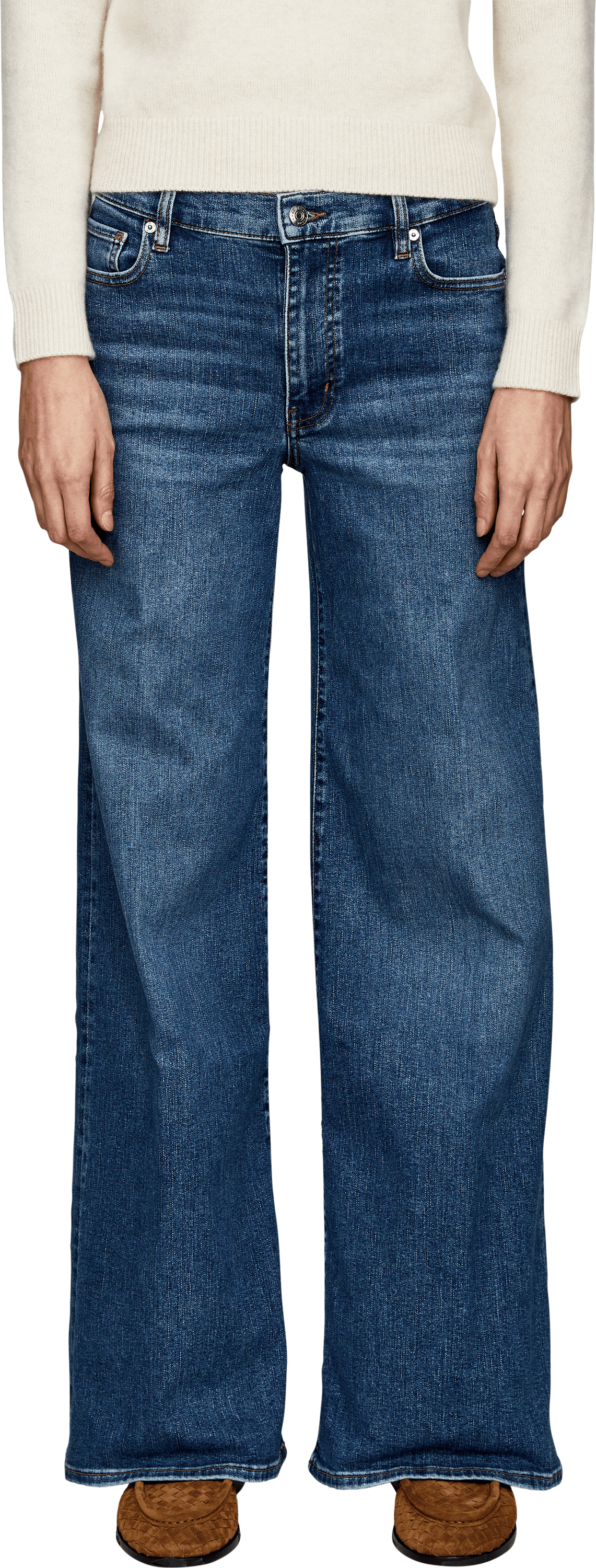 Frame 'The Palace' Wide-Leg Jeans, Medium Blue, Front view – UNGER.DE