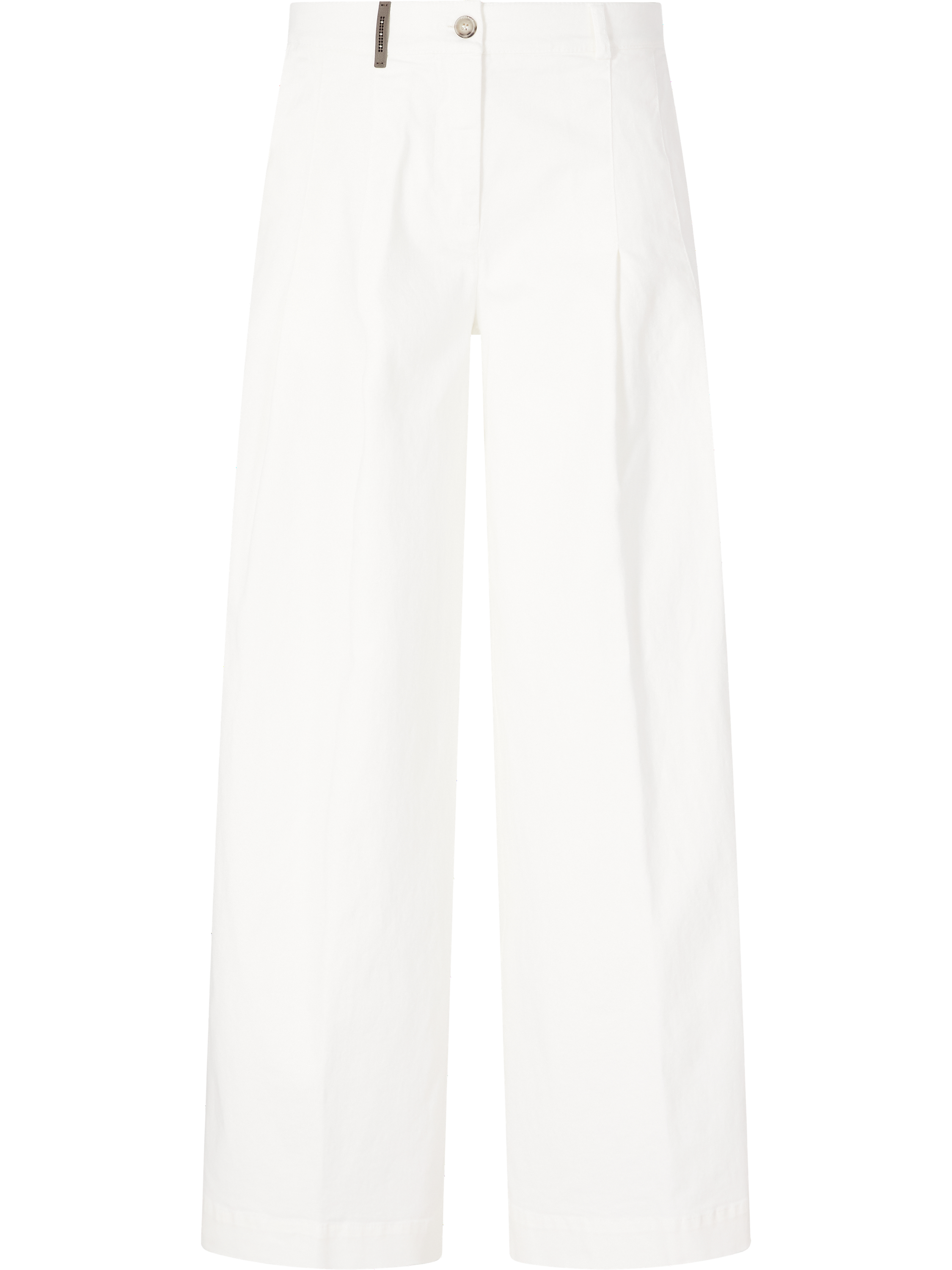 Stoffhose mit Schmucksteindetail am Bund Weiß