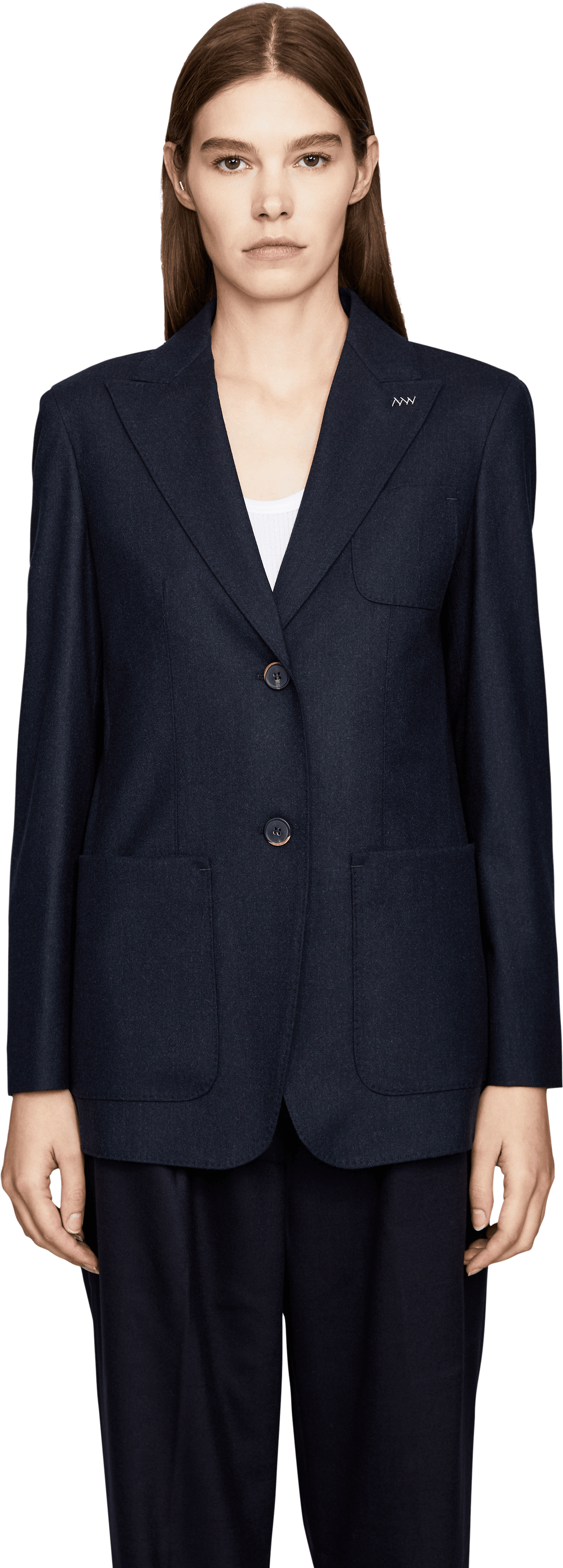 Max Mara Einreihiger Cashmere-Blazer 'Bronte' Marineblau, Frontansicht – UNGER.DE