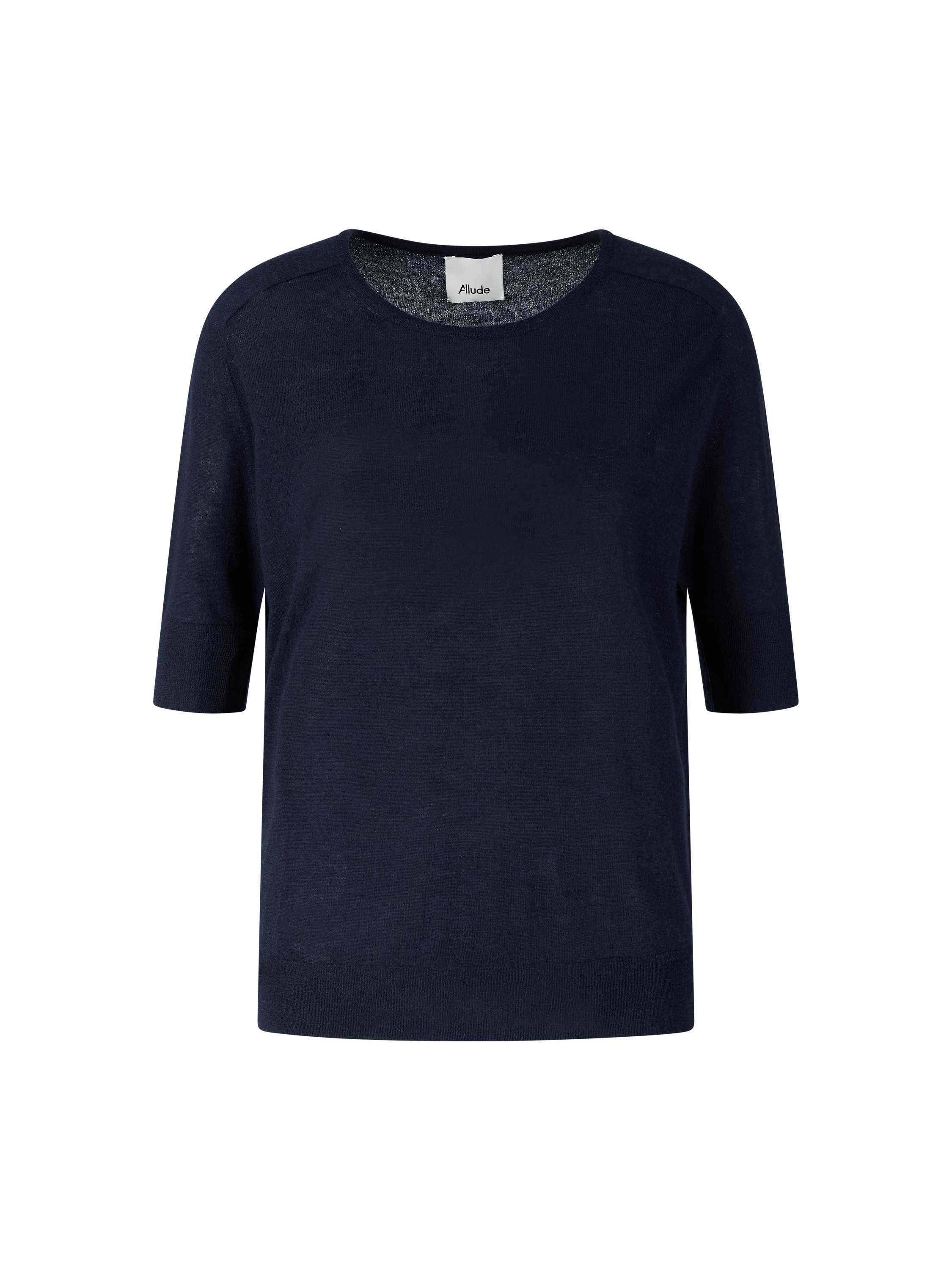 Kurzärmeliger Cashmere-Pullover Marineblau 