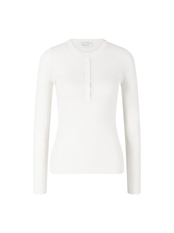 Geripptes Cashmere-Seidenshirt 'Julian Henley' Weiß