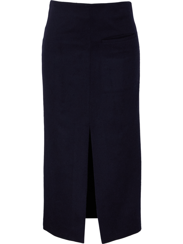 'Niki' Cashmere and Silk Skirt, Navy Blue