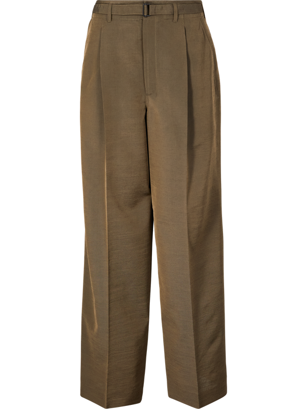 Faltenhose aus Wolle Olivgrün