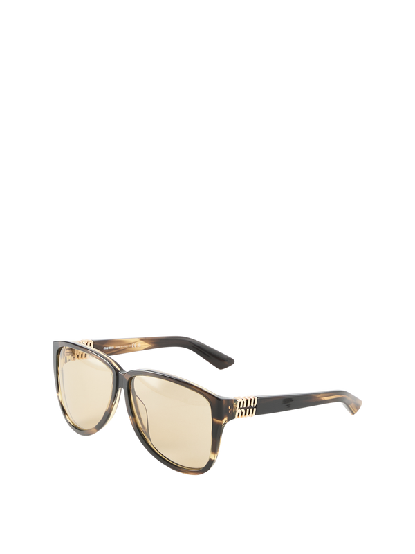 Oversized Pilotenbrille Striped Loden/Yellow