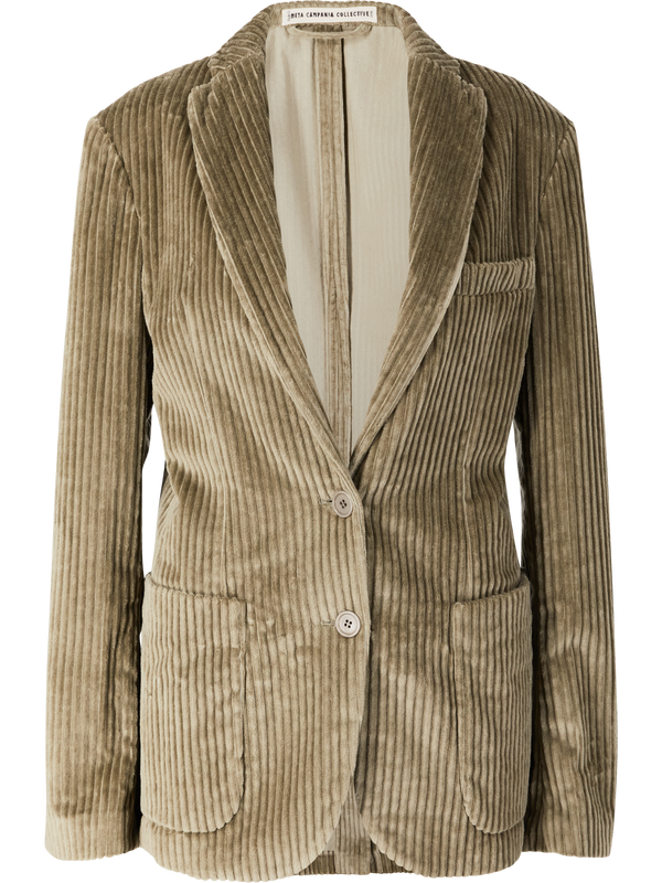 'Udo' corduroy blazer in beige velvet