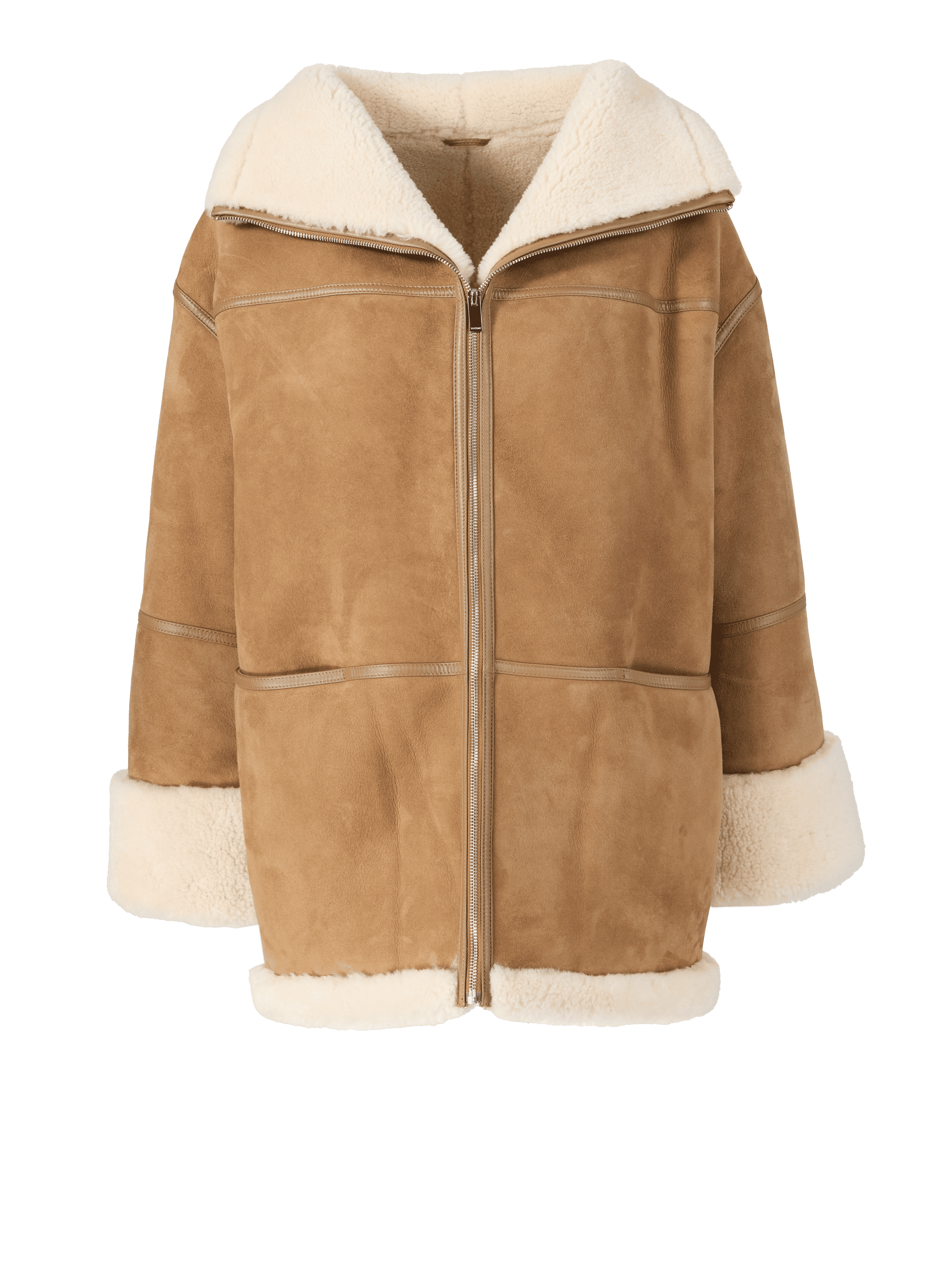 Oversized Lammfelljacke Braun