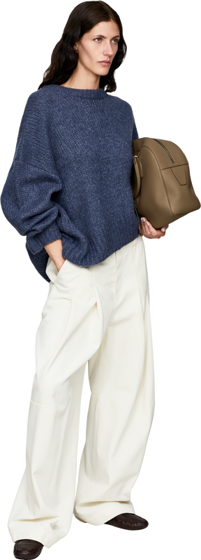 Cashmere-Seidenpullover mit Rundhalsausschnitt Denim