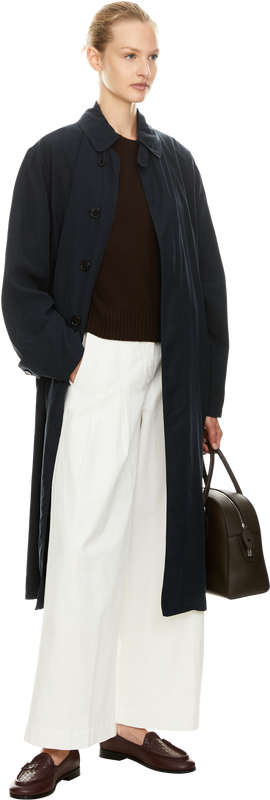 Kurzärmliger Cashmere-Rundhalspullover Dunkelbraun