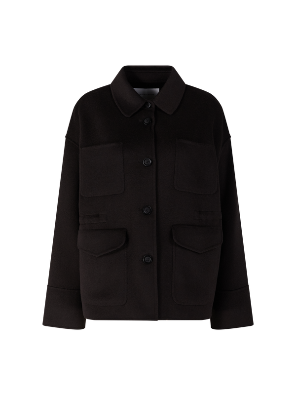 Doubleface-Jacke ‘Danessa' aus Wolle und Cashmere Schokolade