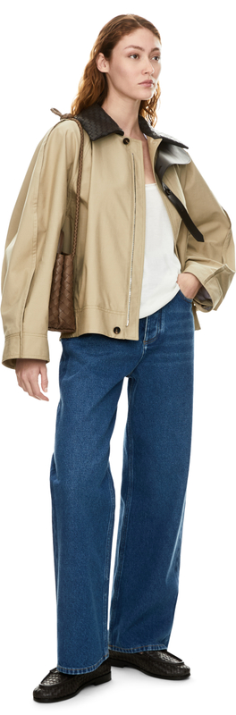 Blousonjacke mit Lederkragen Braun