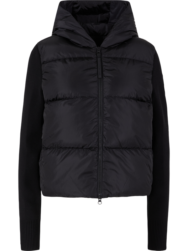 'Hybridge Wide Quilt' Down Hooded Jacket – Black