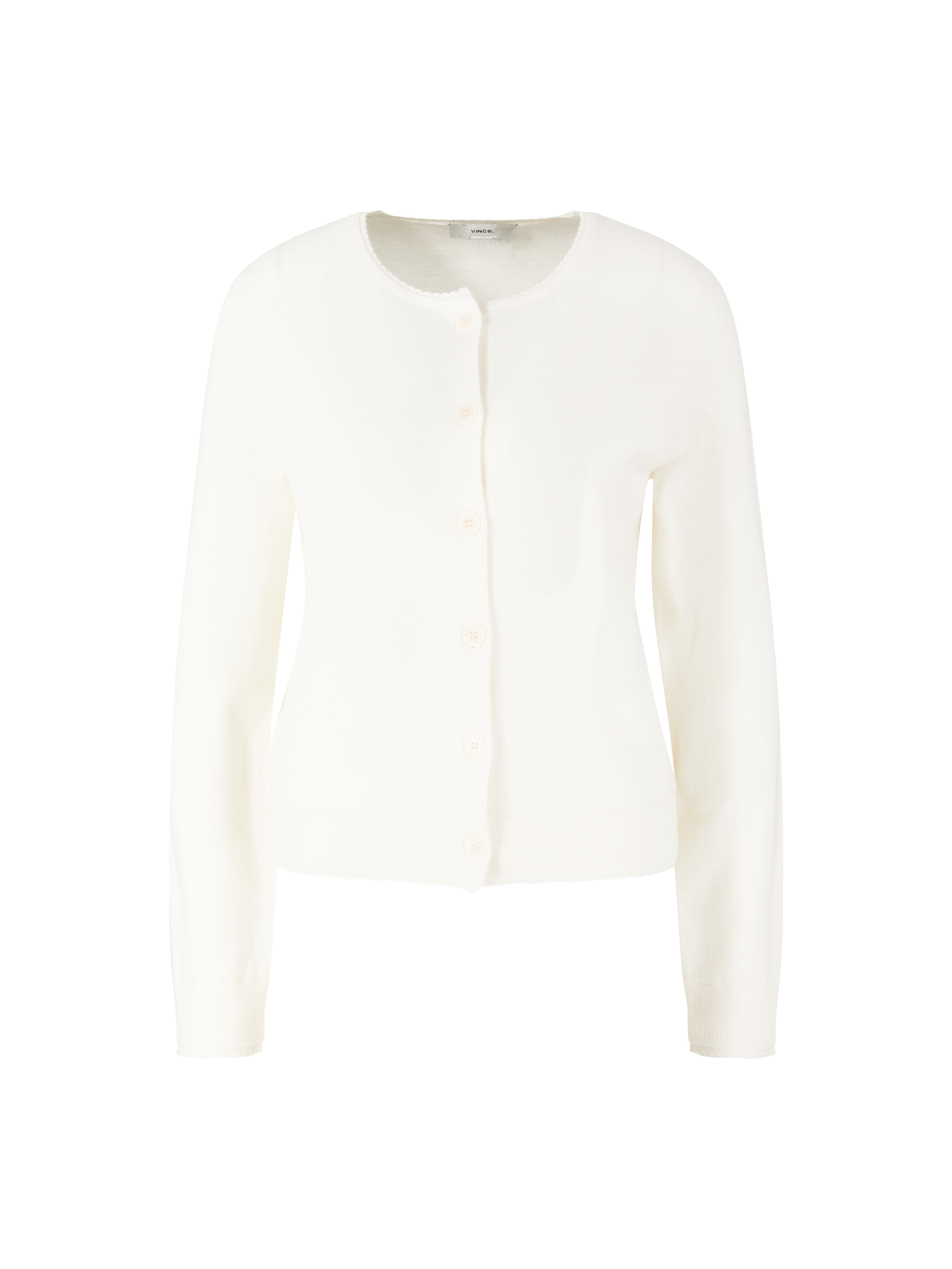 Woll-Cashmere-Strickjacke mit Muschelsaum Weiß