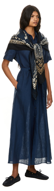 Blusenkleid 'Jesy' aus Leinen Blau