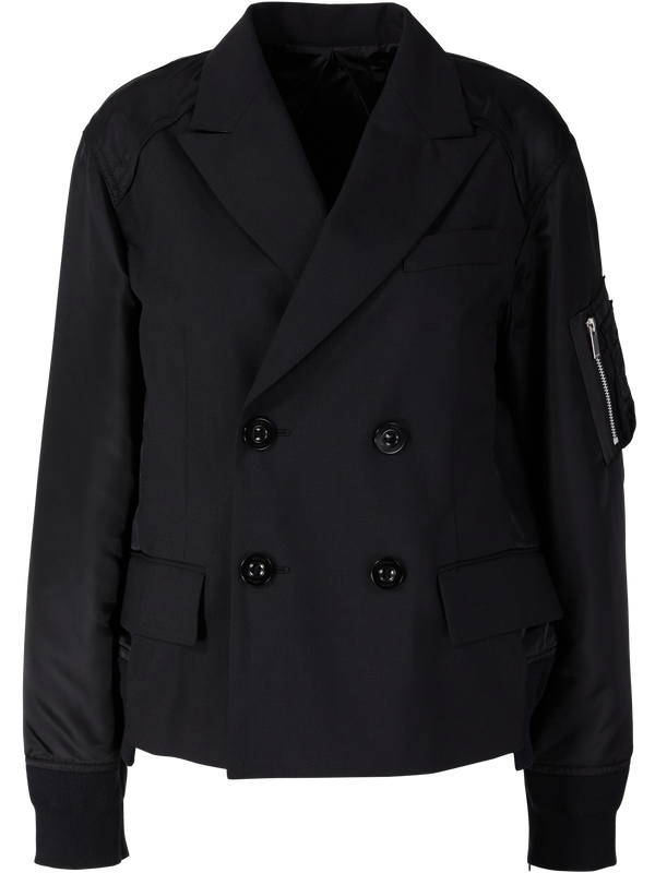 Zweireihige Jacke aus Wolle Schwarz