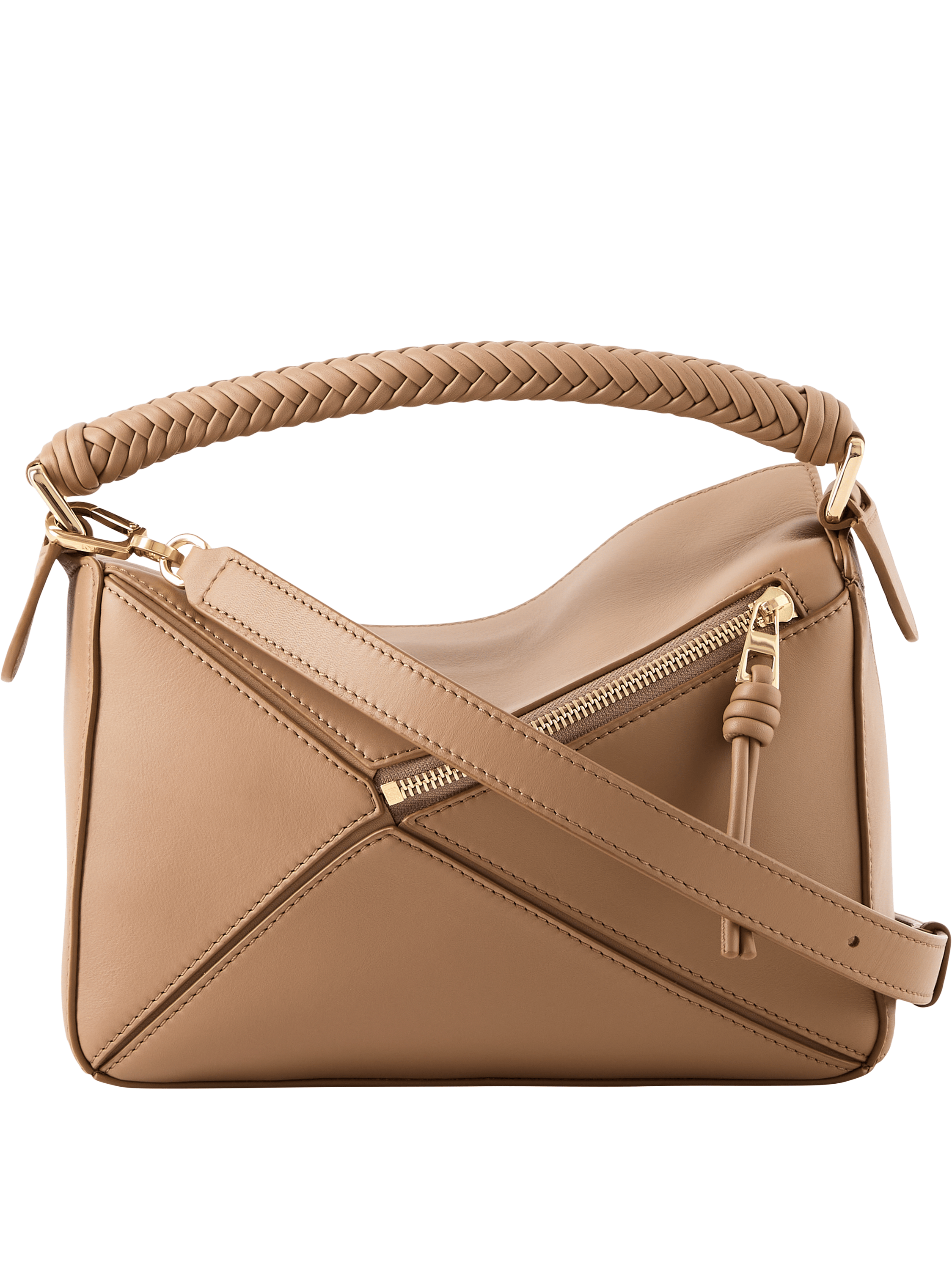 LOEWE Handtasche 'Puzzle Woven Handle Small' Mocha, Rückansicht – UNGER.DE
