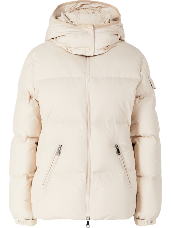 'Fourmines' short hooded down jacket – beige