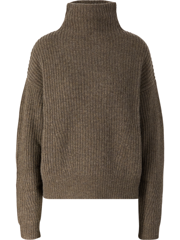 Cashmere-Pullover 'Verbier' mit Stehkragen Olivgrün