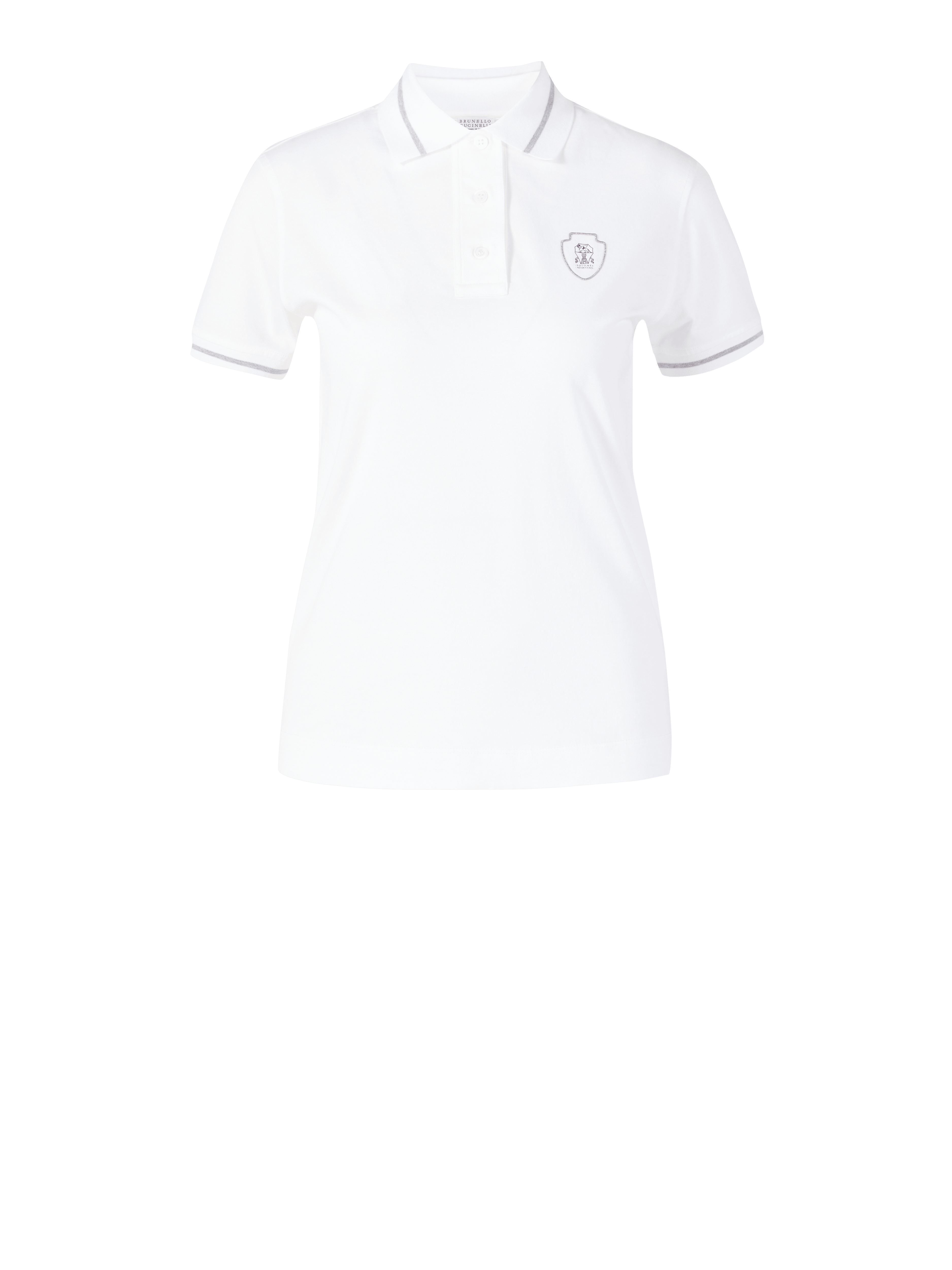 Baumwoll-Poloshirt Weiß/Grau