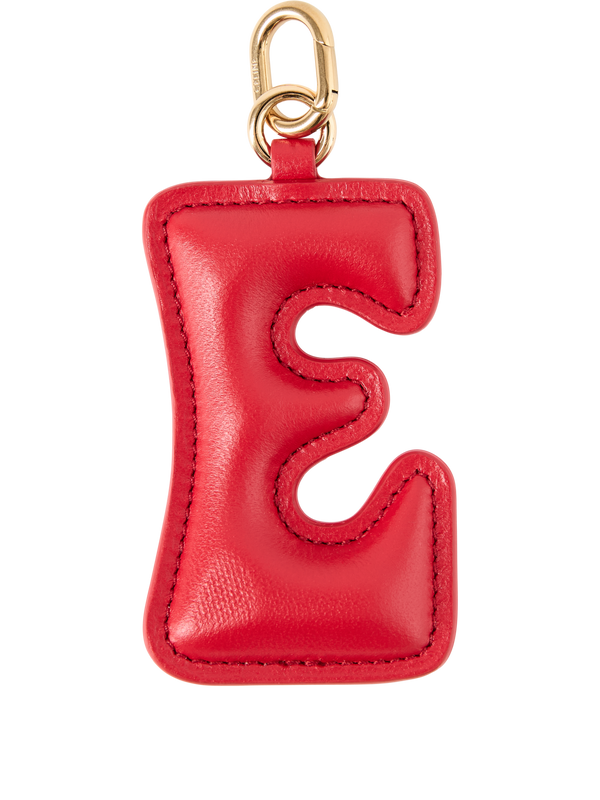 'E LETTER' charm in ultra-red lambskin leather