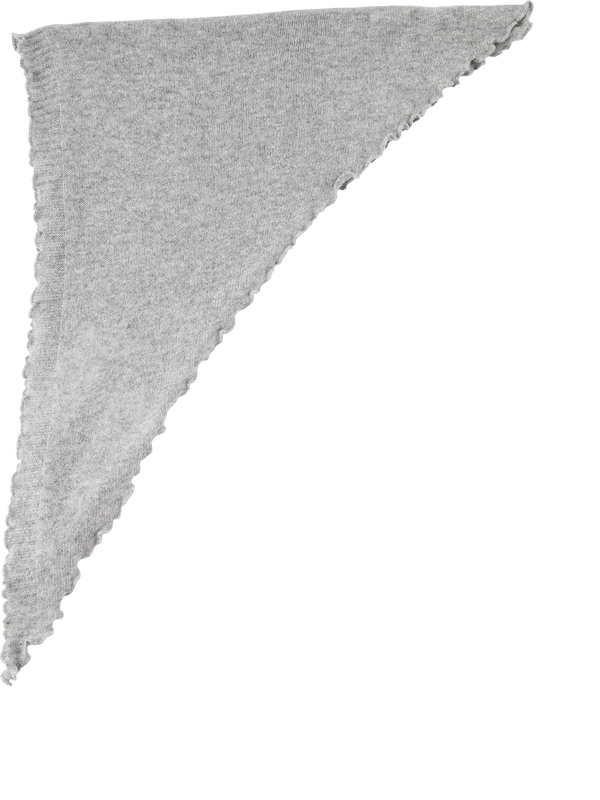 Triangular cashmere scarf with a ruffled hem grey