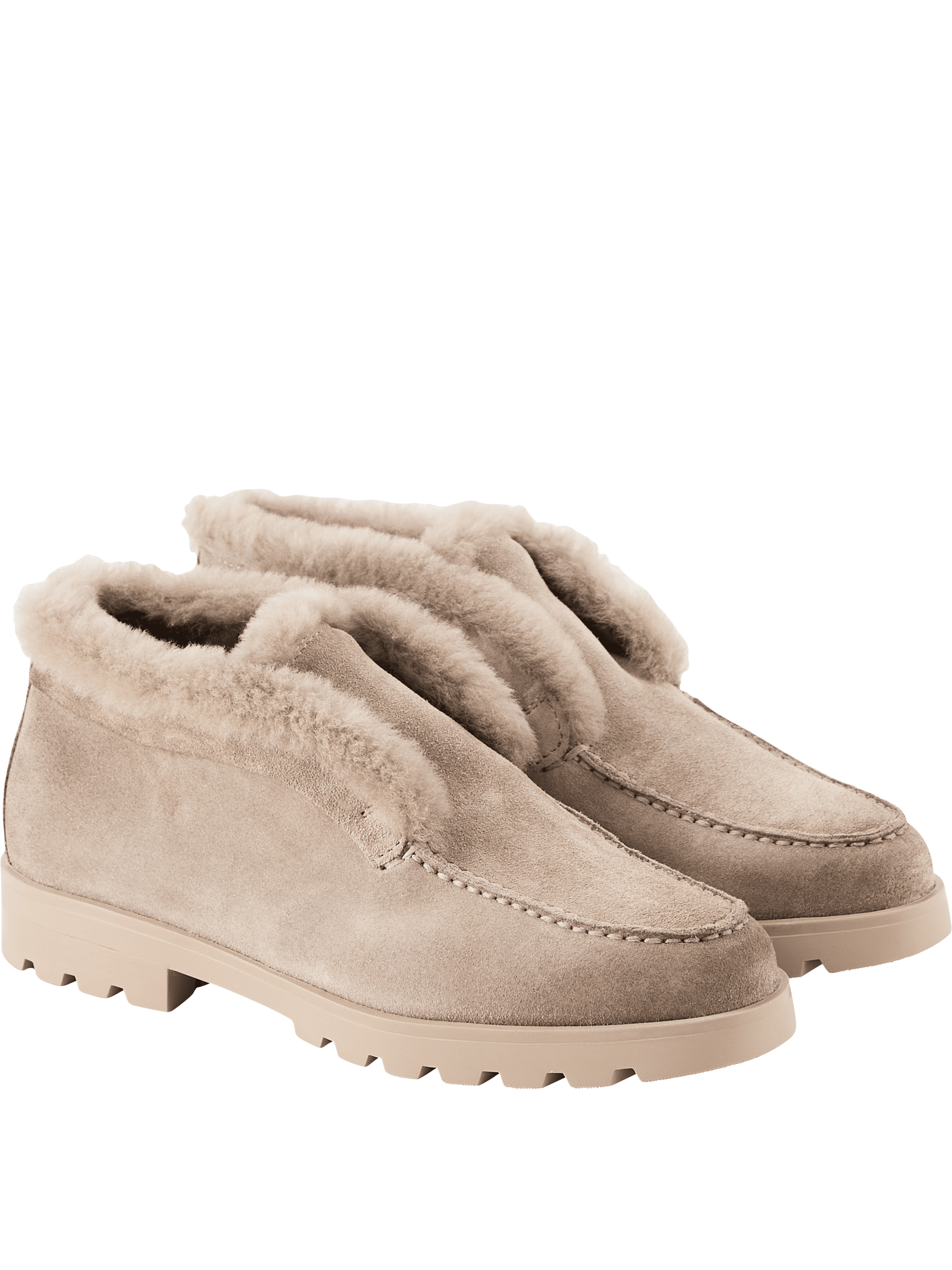 Santoni Loafer aus Veloursleder Taupe, Rückansicht – UNGER.DE